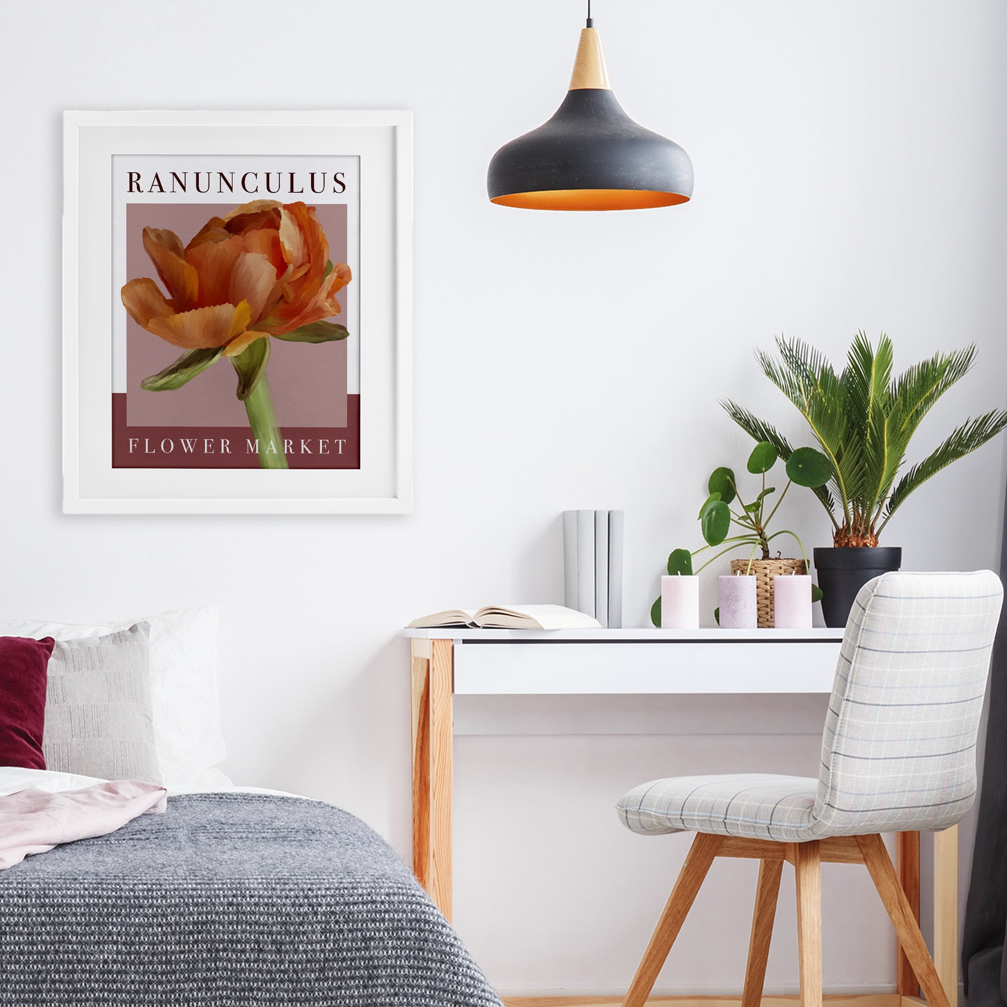Stupell Industries Ranunculus Flower Market White Framed Print Under Glass, design by Jennifer Stith