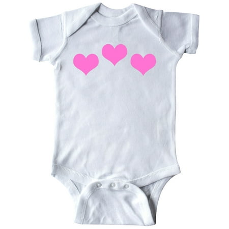 

Inktastic 3 Pink Hearts Gift Baby Boy or Baby Girl Bodysuit