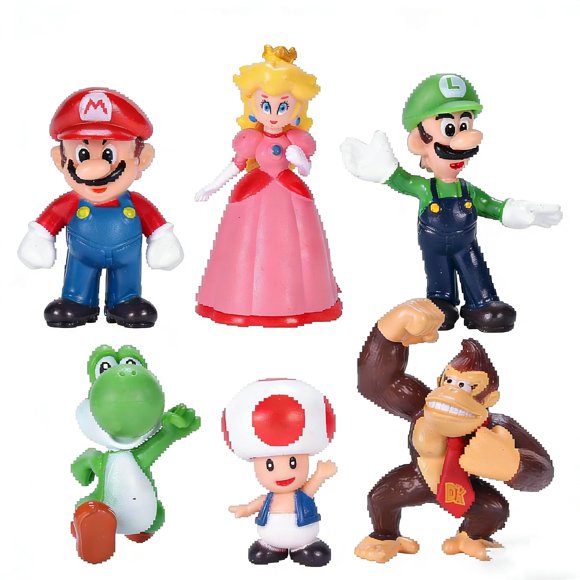 Set de 6 figuras de acción de Mario en PVC de 5 cm - Isaneihas