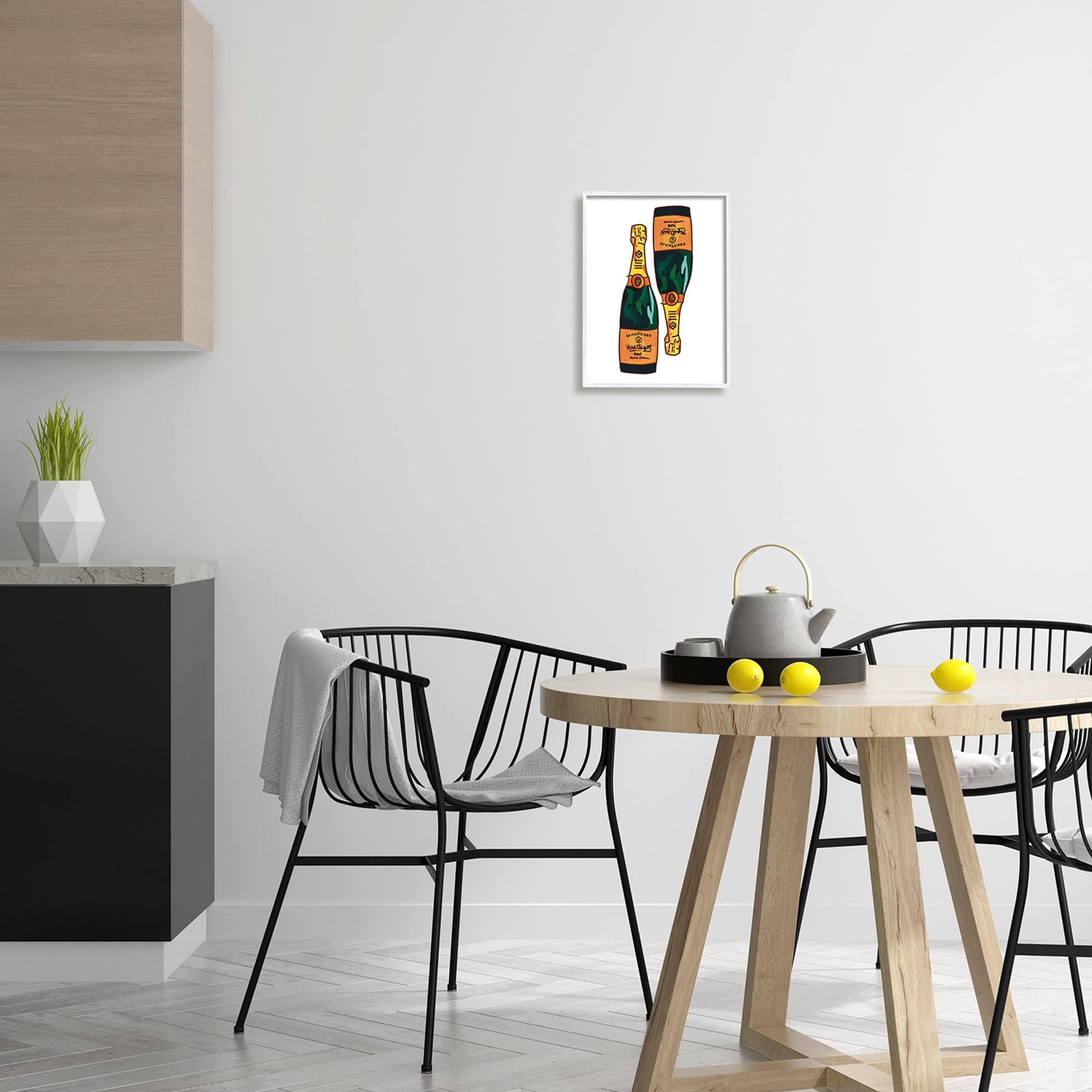 Stupell Industries Fancy Champagne Bottles Pair Kitchen Bar Design Graphic Art White Framed Art Print Wall Art, Design by Amelia Noyes