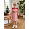 thumbnail image 6 of RUINIXCW Toddler Baby Girl Christmas Dress Outfit Infant Baby Girls Fall Tank Dress Overalls Cute Santa Gingerbread Embroidery Sleeveless Striped Dress with Bows, 6 of 9