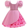 thumbnail image 4 of KAWELL Pink Costume for Girls Halloween Kids Princess Rise Red Pink Heart Dress with Wig Clothes Outfit, 4 of 8