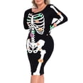 thumbnail image 5 of HDE Plus Size Skeleton Dress Stretchy Long Sleeve Halloween Costume Day of The Dead Floral 2X, 5 of 6