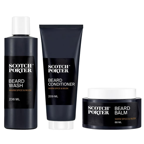 Scotch Porter Beard Wash, Conditioner & Balm â Cleanse, Moisturize, Hydrate, Soften & Style Coarse, Dry Facial Hair while Encouraging Growth for a Fuller, Healthier-Looking Be