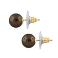 thumbnail image 3 of 14K Yellow and White Gold Plated 12MM Freshwater Cultured Black/ White and Brown Champagne Pearl Stud Post Earrings for Womens gifts With Secure Push Back by Mauli Jewels, 3 of 6
