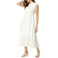 thumbnail image 4 of INSPIRE CHIC Work Office Dress for Women's Midi Round Neck Cap Sleeve Dress White M, 4 of 5