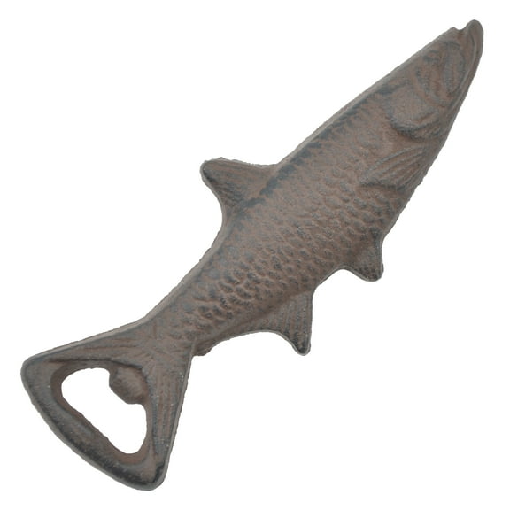 Fish Bottle Opener Distressed Brown Cast Iron 7" Long by Flag Emotes