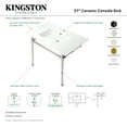 thumbnail image 4 of Kingston Brass KVPB3722717 Dreyfuss 37" Ceramic Console Sink with Stainless Steel Legs (1-Hole), White/Brushed Brass, 4 of 5