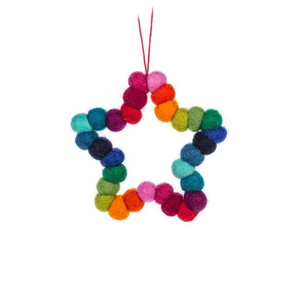 Set of 2 Pompom Star Ornament