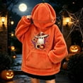 thumbnail image 6 of XINPING Halloween Flannel 3D Pumpkin Hoodie with Zip Hood Women Oversized Cute Ghost Sweatshirt Unisex Funny Plus Size Long Sleeve Cozy Halloween Outfits, 6 of 7