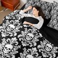 thumbnail image 4 of Homewish Bohemian Skull Skeleton 7-Piece Twin Bedding,Black White Damask Bedding Comforter Set,Halloween Bed Set,Black Reversible, 4 of 8