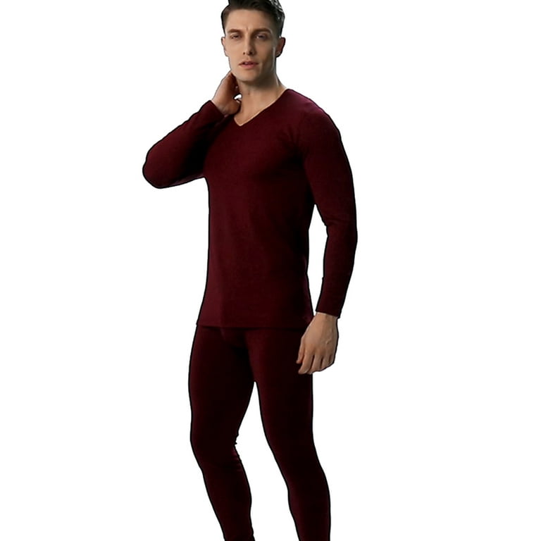 Men's Basic Thermal Underwear Set With Fleece Lined Long Johns