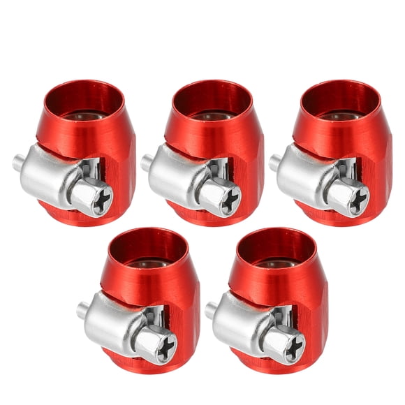 Unique Bargains 5 Pcs AN4 Hex Car Hose Finisher Flexible Rubber Pipe Clamp with Screw Band Adapter Fitting Red