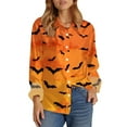 thumbnail image 7 of NMMUED Halloween T Shirts Fall Womens Clothes Funny Halloween Shirts Fall Clothes Womens Button Down Blouse Skeleton T Shirt Halloween Outfits for Women Orange 2 XXL, 7 of 7