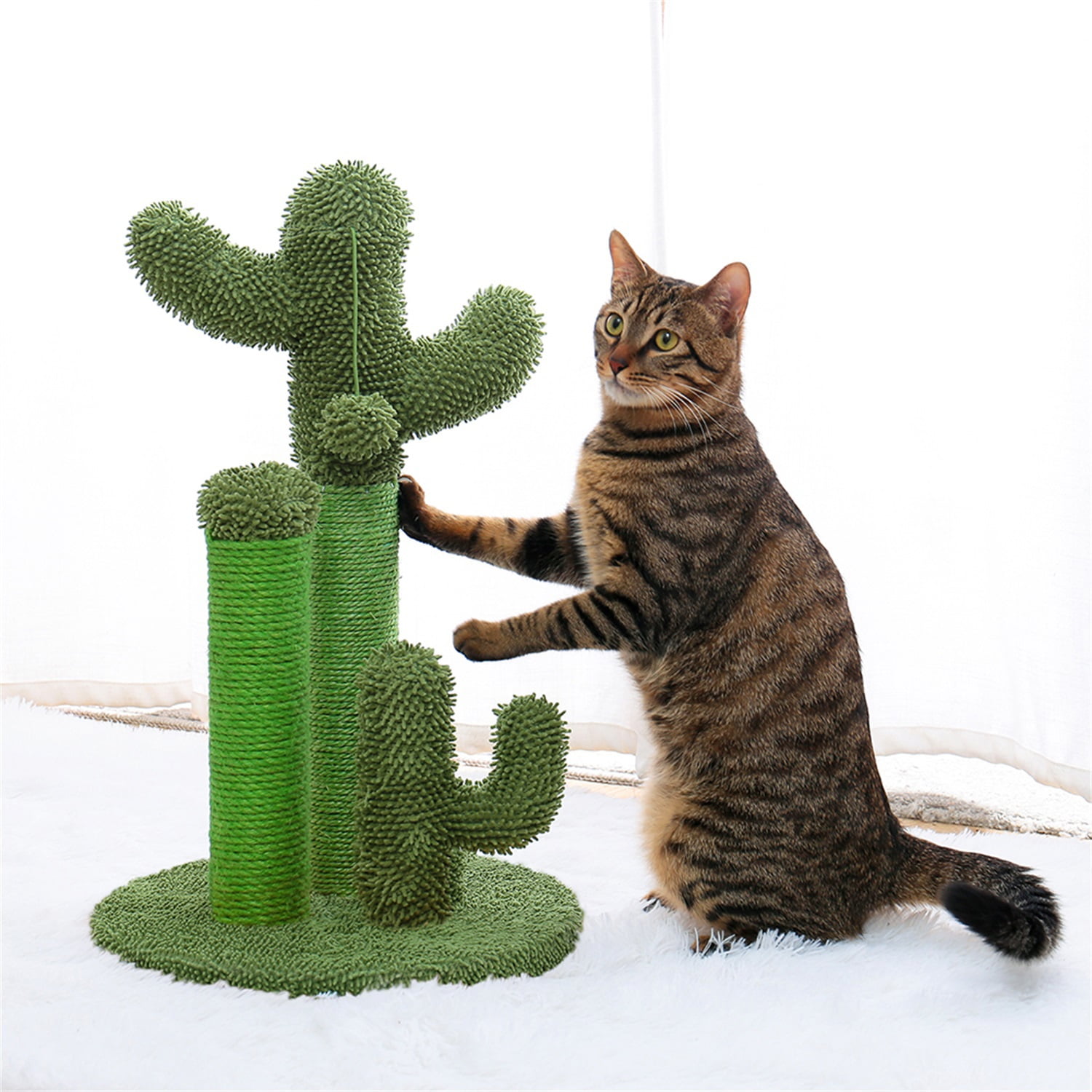 Pefilos Cat Scratching Post for Indoor - Cat Scratching Post for Adult Cats Cactus Sisal Rope Cat Scratcher with Hanging Ball Cat Scratching Post for Furniture, Green Pefilos Cat Scratching Post for Indoor - Cat Scratching Post for Adult Cats Cactus Sisal Rope Cat Scratcher with Hanging Ball Cat Scratching Post for Furniture, Green