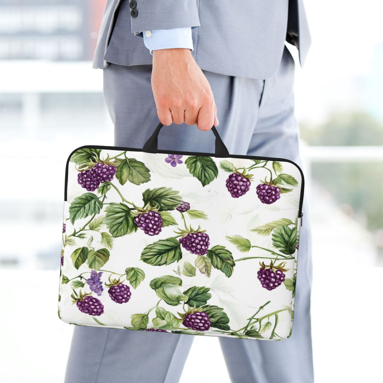 Laptop Sleeve Bag For Women Men 14inch Waterproof Durable Protective Computer Carrying Cover Handle Laptop Case Bag Fresh Dewberry Fruit