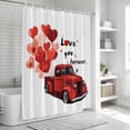 thumbnail image 5 of Red Valentine's Day Shower Curtain, Waterproof Shower Curtains for Bathroom, Love Heart Truck Romantic Valentines Washable Fabric Bathtub Curtain Set Bath Decor with 12 Hooks Extra Long 72"x96", 5 of 6