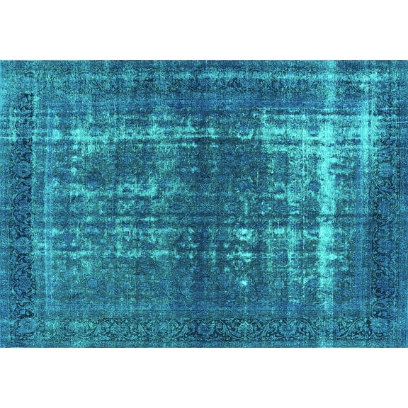 Ahgly Company Indoor Rectangle Persian Turquoise Blue Bohemian Area Rugs, 5' x 7'