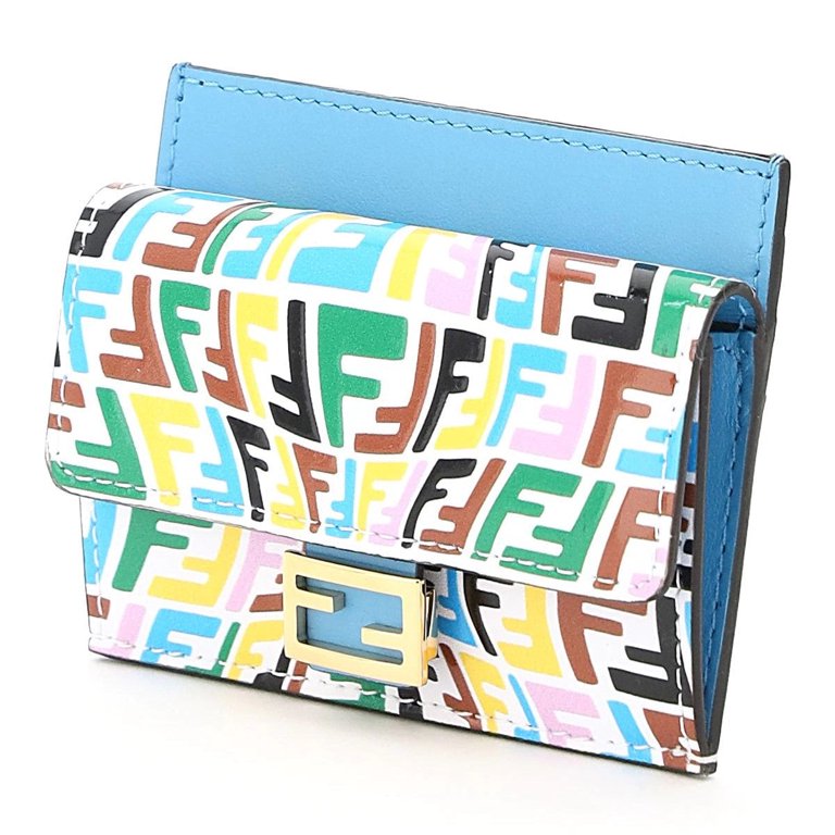 New Fendi Vertigo Baguette Multicolor Leather Card Holder Wallet