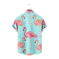 thumbnail image 4 of Animals Flamingo Men's Striped Short Sleeve Regular Fit Poplin Button Down Shirts, 4 of 4