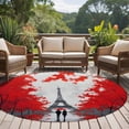 thumbnail image 4 of Large Round Rug 8Ft Washable Non-Slip, Valentine's Day Circle Area Rugs for Living Room Bedroom, Romantic Couples Red Flowers Street Rainy Indoor Floor Mats Carpet Runner for Home Decor, 4 of 8