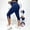 Navy women high waisted capri pants a1, variant on Cagogo Women High Waisted Capri Pants Summer Casual Loose Slim Fit Cropped Jeans Stretch Solid Capri Trousers for Beach Work Lounge with Pockets Fashion Clothes, Navy 2XL
