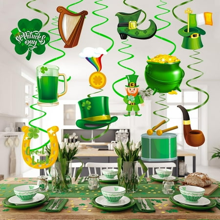 

Irish Day Party Decorations Paper Green Spiral Hanging Ornaments