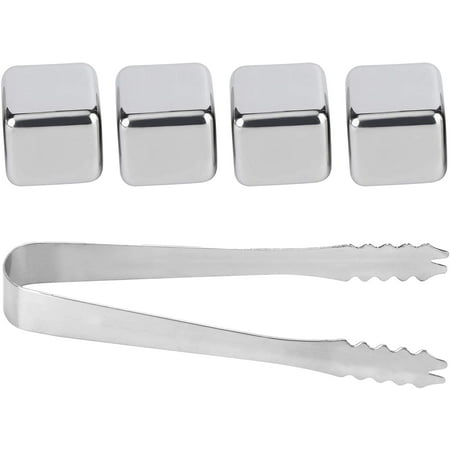 

Stainless Steel Reusable Ice Cubes with Clamp Reusable 304 Stainless Steel Ice Stone for Wine Whiskey Drinks Beverages(4)