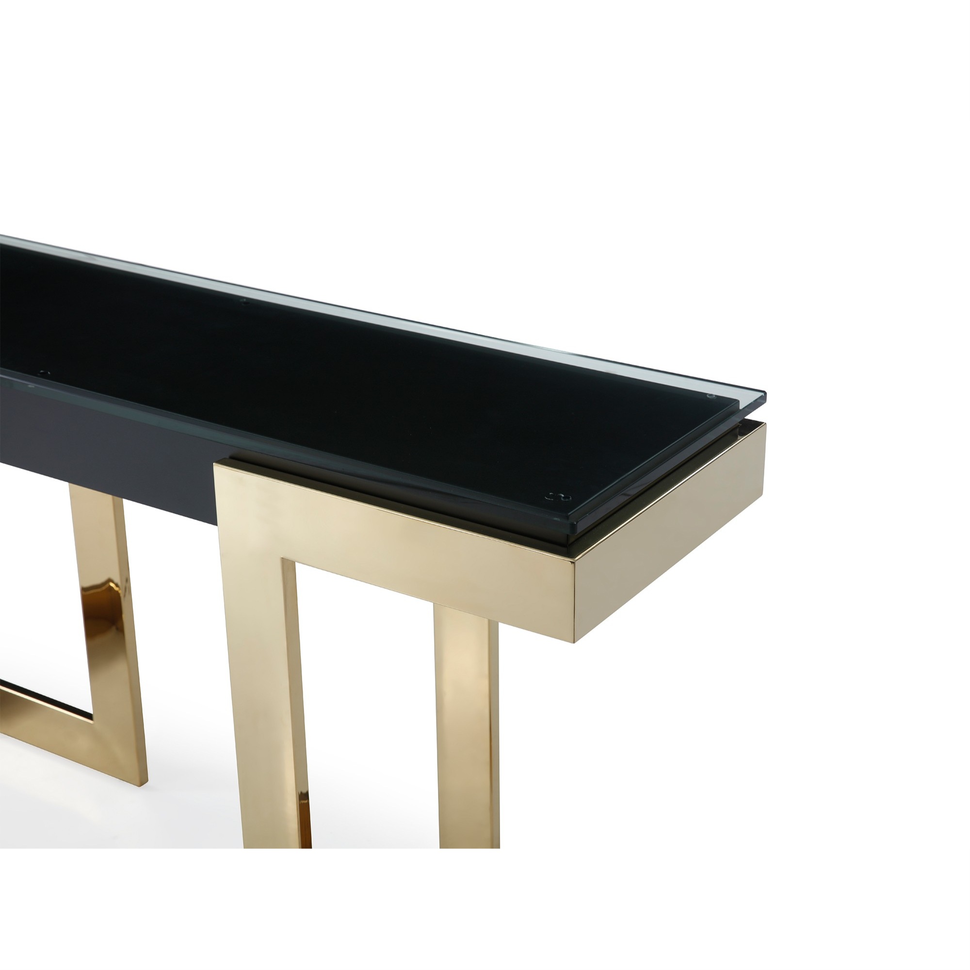 Sumo Console, 10mm glass top, Connector in black, Polished gold stainless base. - image 3 of 4