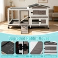 thumbnail image 5 of Aivituvin 55" Rabbit Hutch with Chew-Proof Ramp Weatherproof Indoor/Outdoor Rabbit Cage, 2-Story Bunny Cage with Lockable Wheels Leakproof Trays Brown, 5 of 11