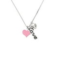thumbnail image 2 of Delight Jewelry Silvertone Pink Heart with Nurse Hat - Love and Lock Charm Necklace, 18"+1", 2 of 4