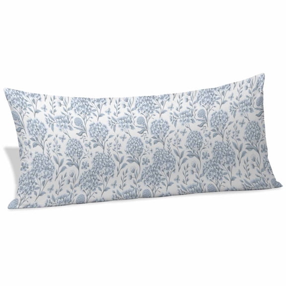 Blue Flower Body Pillow Covers 20"x60", Botanical Floral Vintage Wildflower Leaf Soft Brushed Microfiber Breathable Throw Pillow Covers, Pillowcase with Zipper for Couch Sofa Bedroom Living Room