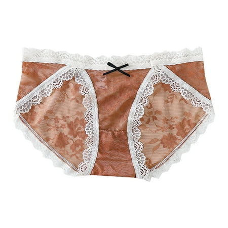 

Women Panties Seamless High Waist Lace Hollowed Out Mesh Mid Waist Cotton Bottom Crotch Girl Briefs Underwear