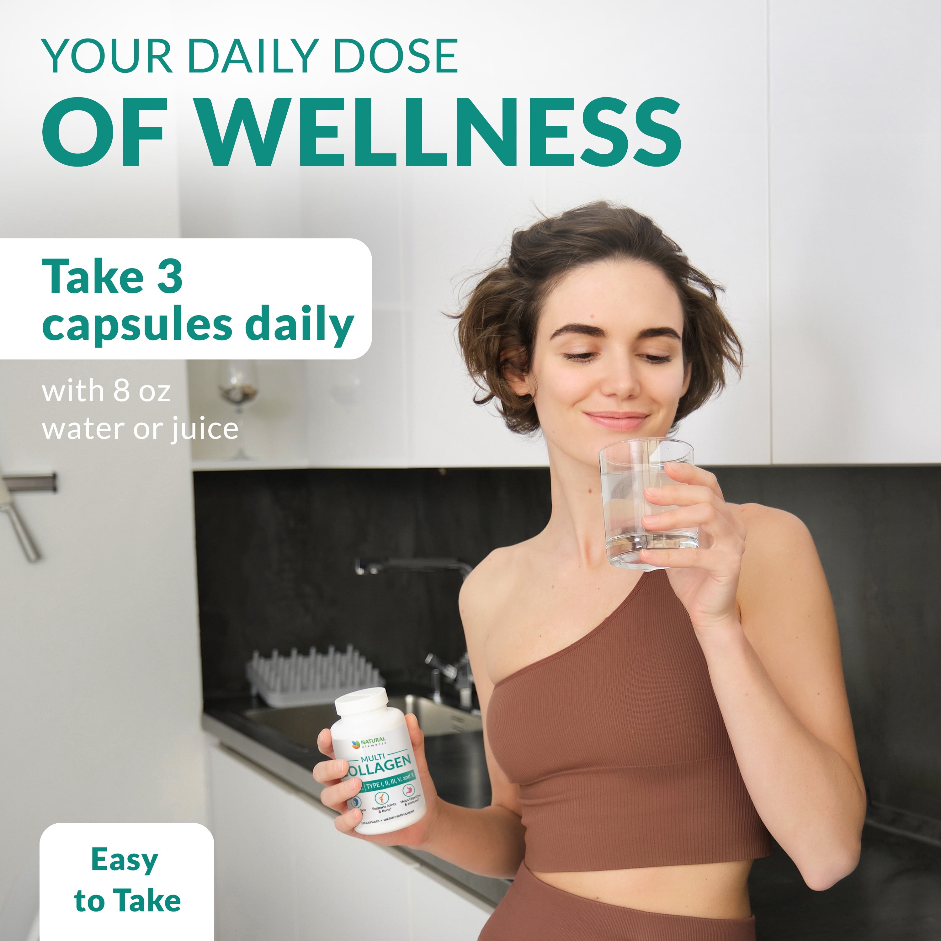 Collagen Pills - 180 Collagen Capsules with Proprietary Blend of Type I, II, III, V, X - 2025mg per serving collagen supplement