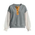 thumbnail image 5 of LckLvx Women's Sweatshirt Ruffle Long Sleeve Button Up Patchwork Tops Fall Travel Outfits, 5 of 6