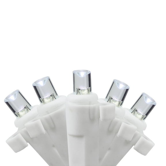 Set of 35 Pure White LED Wide Angle Icicle Christmas Lights - White Wire