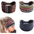 thumbnail image 1 of Paquete de 3 diademas de rayas anchas, bufanda negra para la cabeza de yoga, turbante anudado, diademas elegantes vintage para mujeres y niñas, 1 of 5