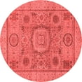 thumbnail image 1 of Ahgly Company Indoor Round Abstract Red Modern Area Rugs, 5' Round, 1 of 4