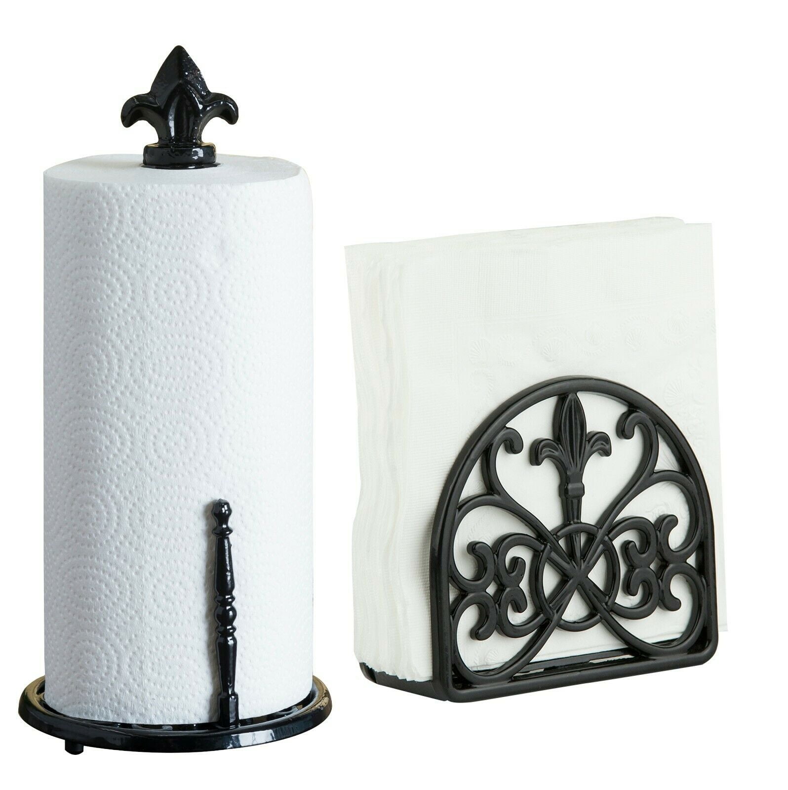 Linen Store Cast Iron 2 Piece Set Paper Towel Holder & Napkin Holder