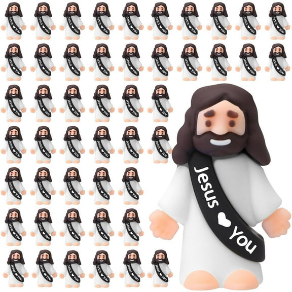 50 Pcs Mini Jesus Figures Easter Jesus Loves You Christ Toys Little Christ Figures to Hide and Seek Sunday School Religious Party Favors Gift for Easter Egg Stuffers(Multicolor)
