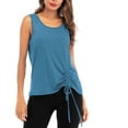 thumbnail image 4 of Workout Tank Tops for Women Sleeveless Drawstring Solid Color Casual Tank Shirts Crewneck Comfy Summer Blouses, 4 of 5