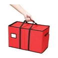 thumbnail image 5 of Christmas Ornament Storage Box Containers Premium Holiday Ornaments Organizer with Adjustable Dividers Pockets Clear Window Stores Up to 16 Ornament Storage Bin Zippered for Christmas Decorations Red, 5 of 8