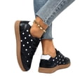 thumbnail image 4 of IEMIEMIEM Women's Sneakers Polka Dot Retro Low Top Lace Up Faux Leather Casual Comfort Walking Shoes Fashion Flat Sneakers Black 10 Wide, 4 of 6