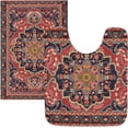 thumbnail image 3 of Coolnut Red Persian Design High Absorbent U-Shaped Contour Toilet Rugs Machine Washable,24"x20", 3 of 7