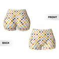 thumbnail image 6 of Yiaed Colorful Checkered 1 Print Women's Athletic Shorts Running Shorts Sporty Short High Waisted Elastic Workout Shorts for Yoga Gym Running & Sports -Medium, 6 of 8
