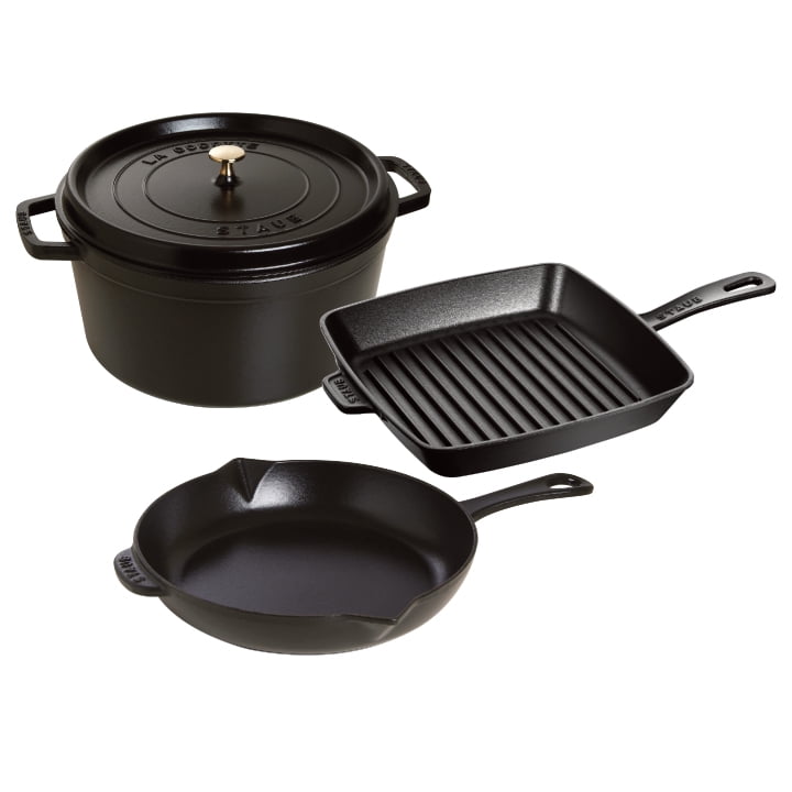 STAUB Cast Iron Matte Black 4 Piece Cast Iron Cookware Set Walmart Canada