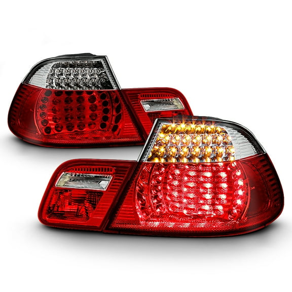 2004-2006 BMW E46 325Ci 330Ci M3 2Dr Coupe Red Clear LED Tail Lights Brake Lamps