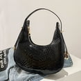 thumbnail image 1 of Bolsos de moda para mujer Bolso hobo en forma de U con patrón de cocodrilo para informal (negro) Sywqhk Para Estrenar, 1 of 8