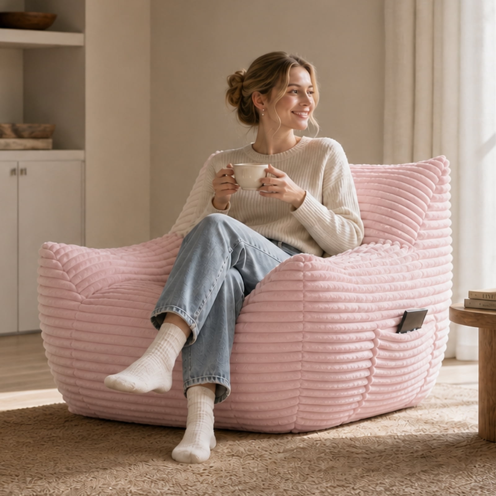 Bean Bag Chair for Adults, Oversized Comfy Beanbag Living Room Lazy Sofa for Bedroom & Dorm