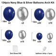 thumbnail image 2 of Kit de guirnaldas con forma de arco con forma de globo YMSZ, azul y plateado, 134 unidades, para fiestas, 2 of 7
